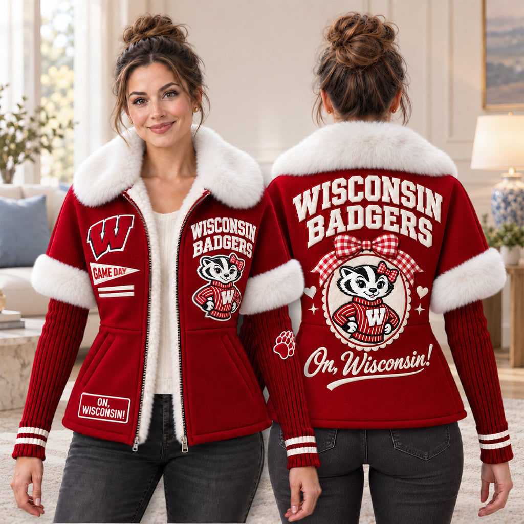 Premium WBG Plush Collar Knit Sleeve Jacket PVNA