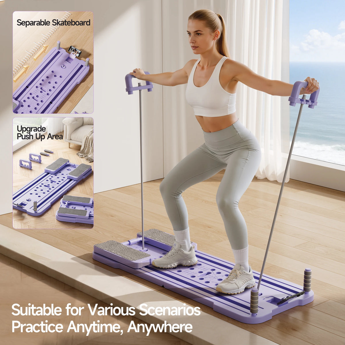 At Home Multifunctional Foldable 4-in-1 Ab Exercise Board Pilates Reformer for Abdominal and Core Strength Training Home Gym